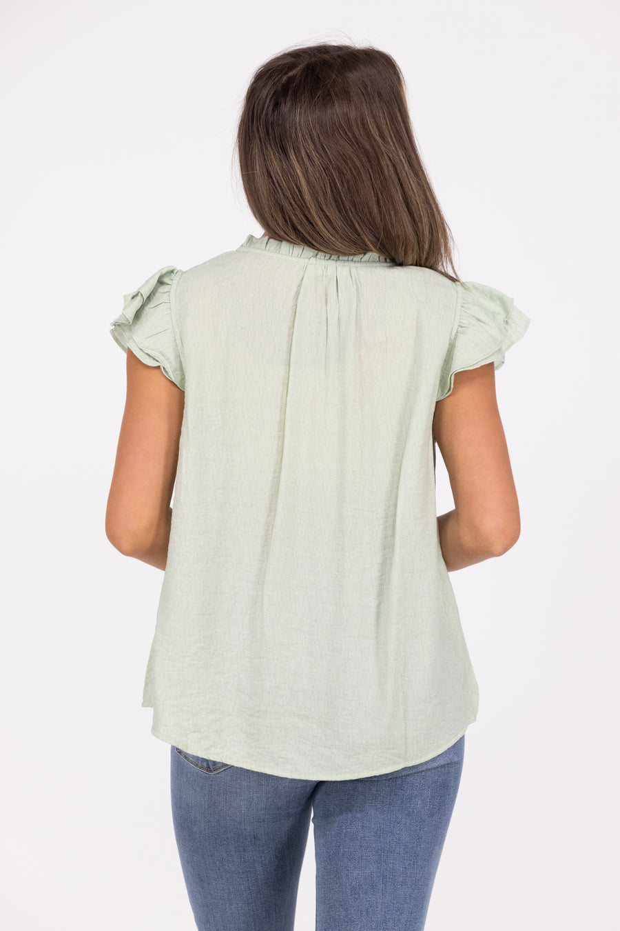 Without You Women's Ruffled V-Neck Short Sleeve Top *Final Sale*