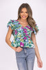 See Me Later Women's V-Neckline Ruffle Short Sleeve Top