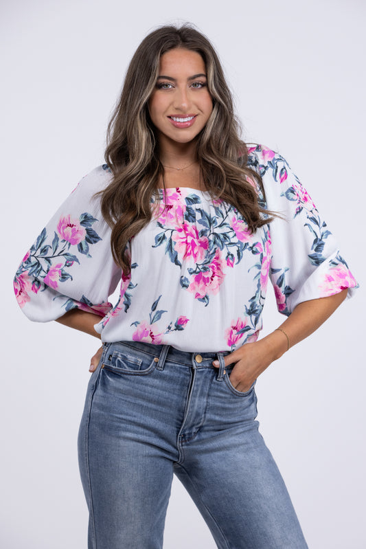 Meet and Eat Women's 3/4" Balloon Sleeve Top *Final Sale*