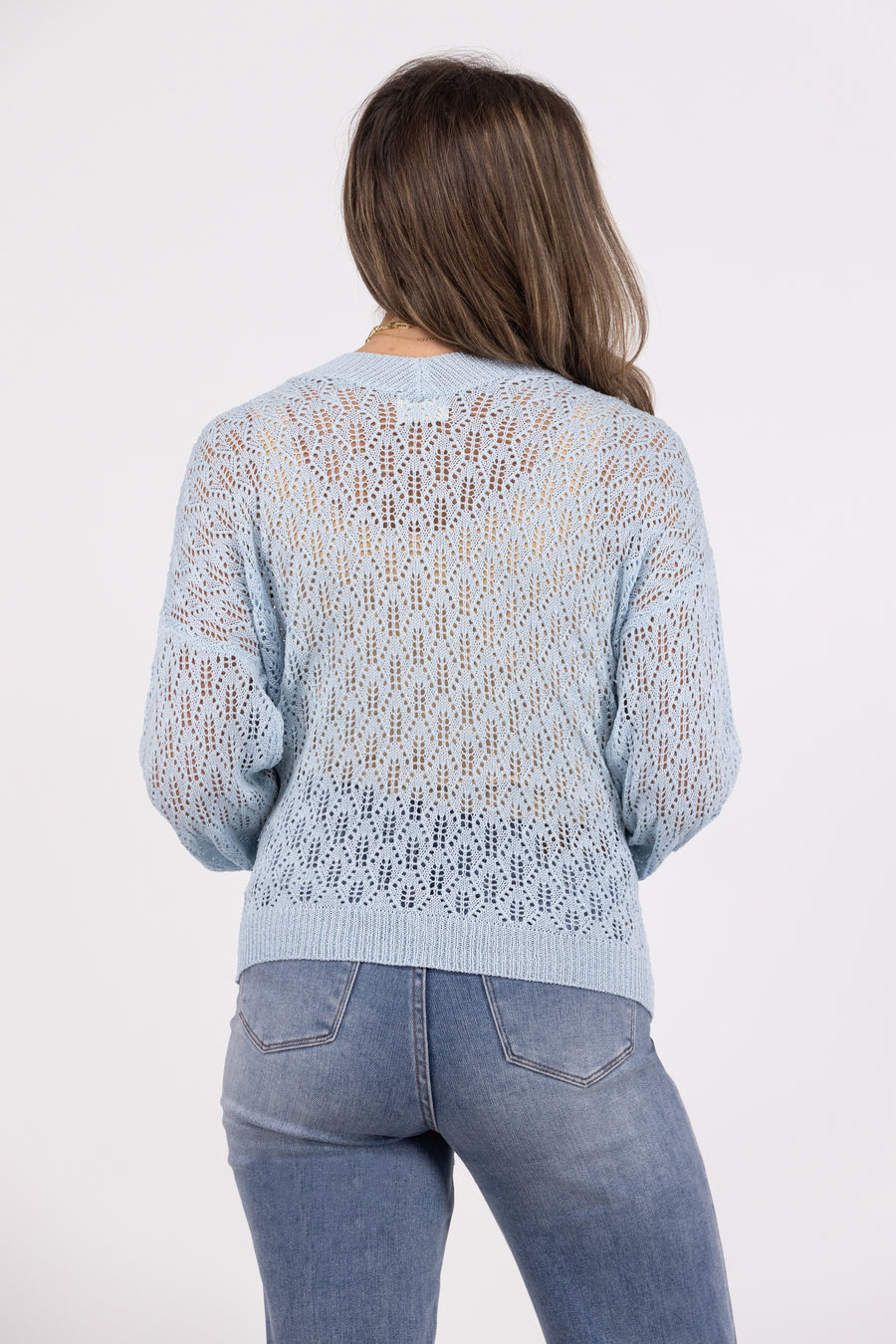 Outdream Yourself Women's Ruched Open Knit Sweater