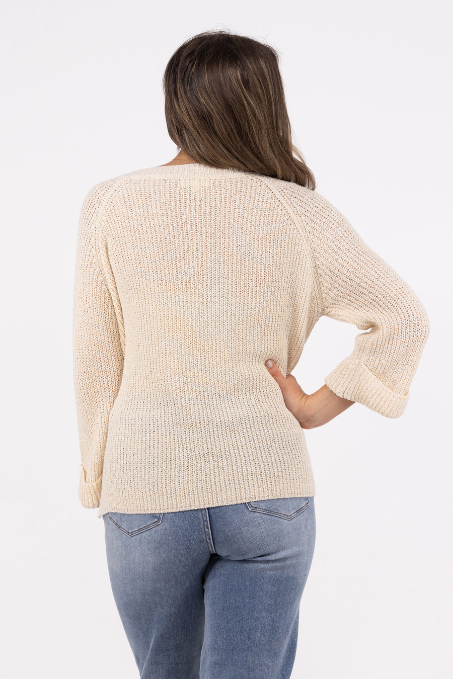 Something Blue Women's Loose 3/4 Sleeve Sweater