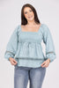 Spruce It Up Women's Smocked Lace Long Sleeve Top
