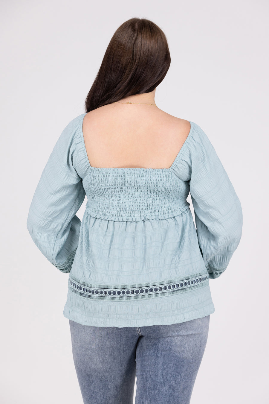 Spruce It Up Women's Smocked Lace Long Sleeve Top *Final Sale*