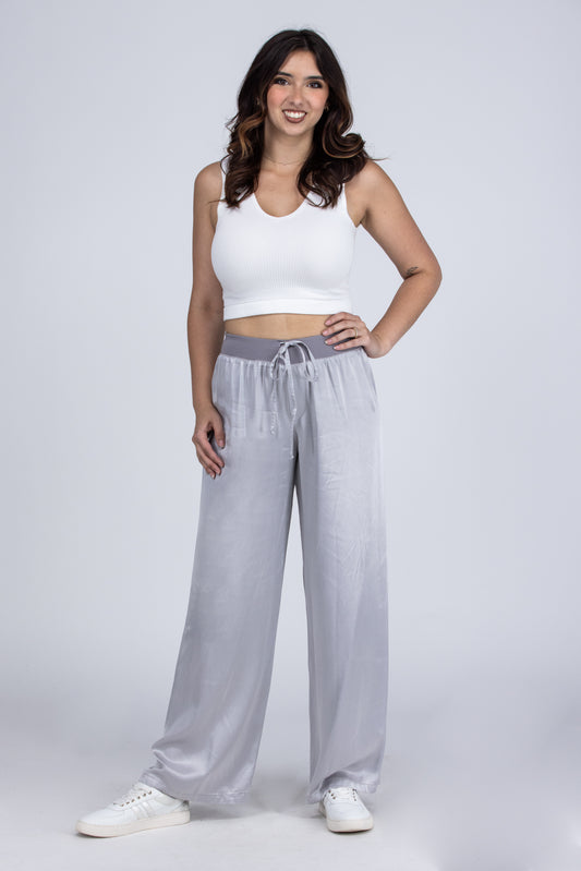 Lounging In Satin Women's Luxe Wide Leg Pants