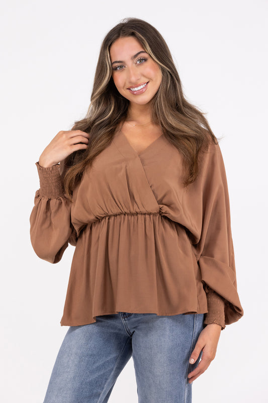 Take The Risk Women's Peplum Long Kimono Sleeve Top * Final Sale*