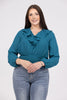 Love Collides Women's Ruffled Smocked Waist Long Sleeve Top