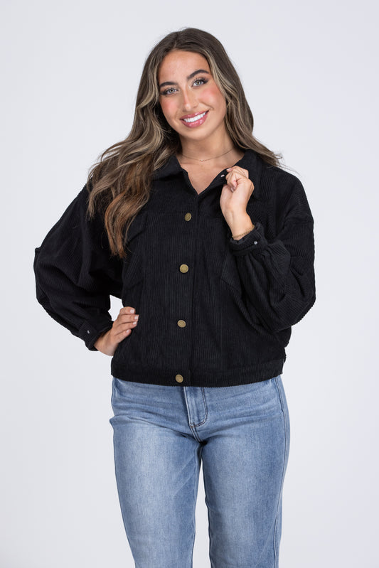 Midnight Women's Button Down Corduroy Shacket * Final Sale*