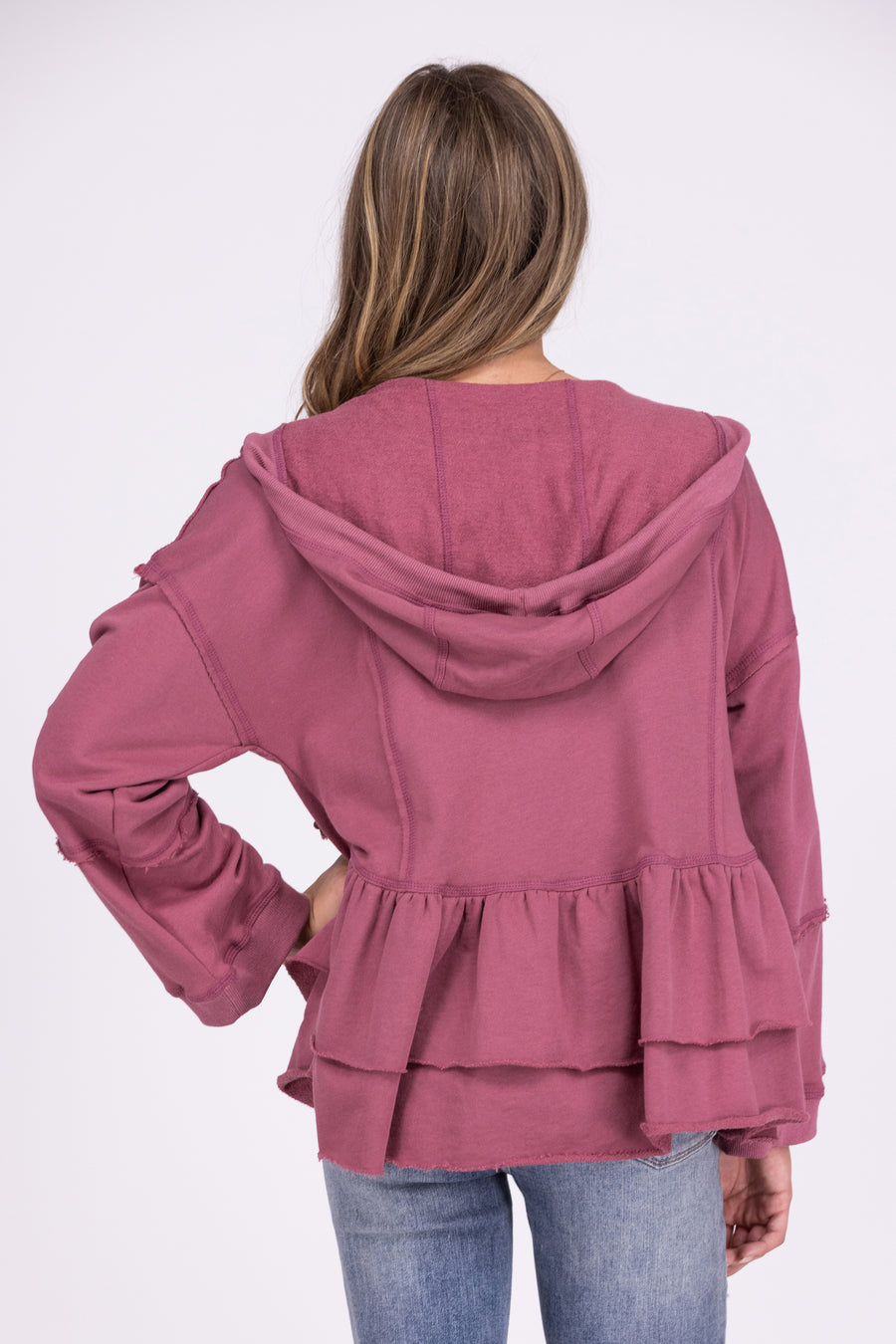Ready to Ruffle Women's Long Sleeve Hoodie Top *Final Sale*