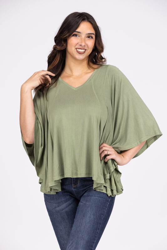 Classic Feeling Women's Flared Short Bell Sleeve Top *Final Sale*