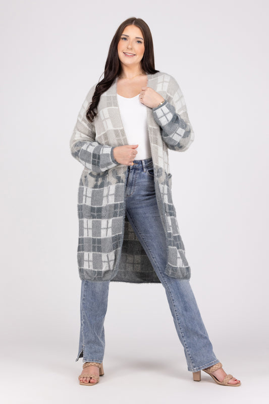 Embrace Comfort Women's Plaid Drop Shoulder Cardigan *Final Sale*