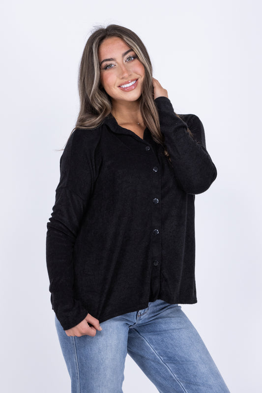 Think About Tomorrow Women's Collared Button Up Long Sleeve Top *Final Sale*
