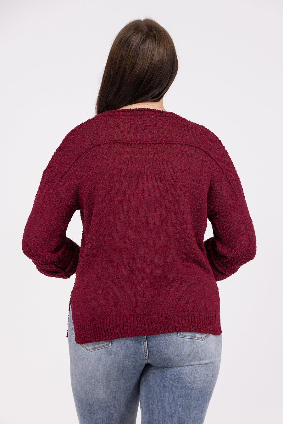 Sheer Perfection Women's Relaxed Boucle Knit V-Neck Sweater