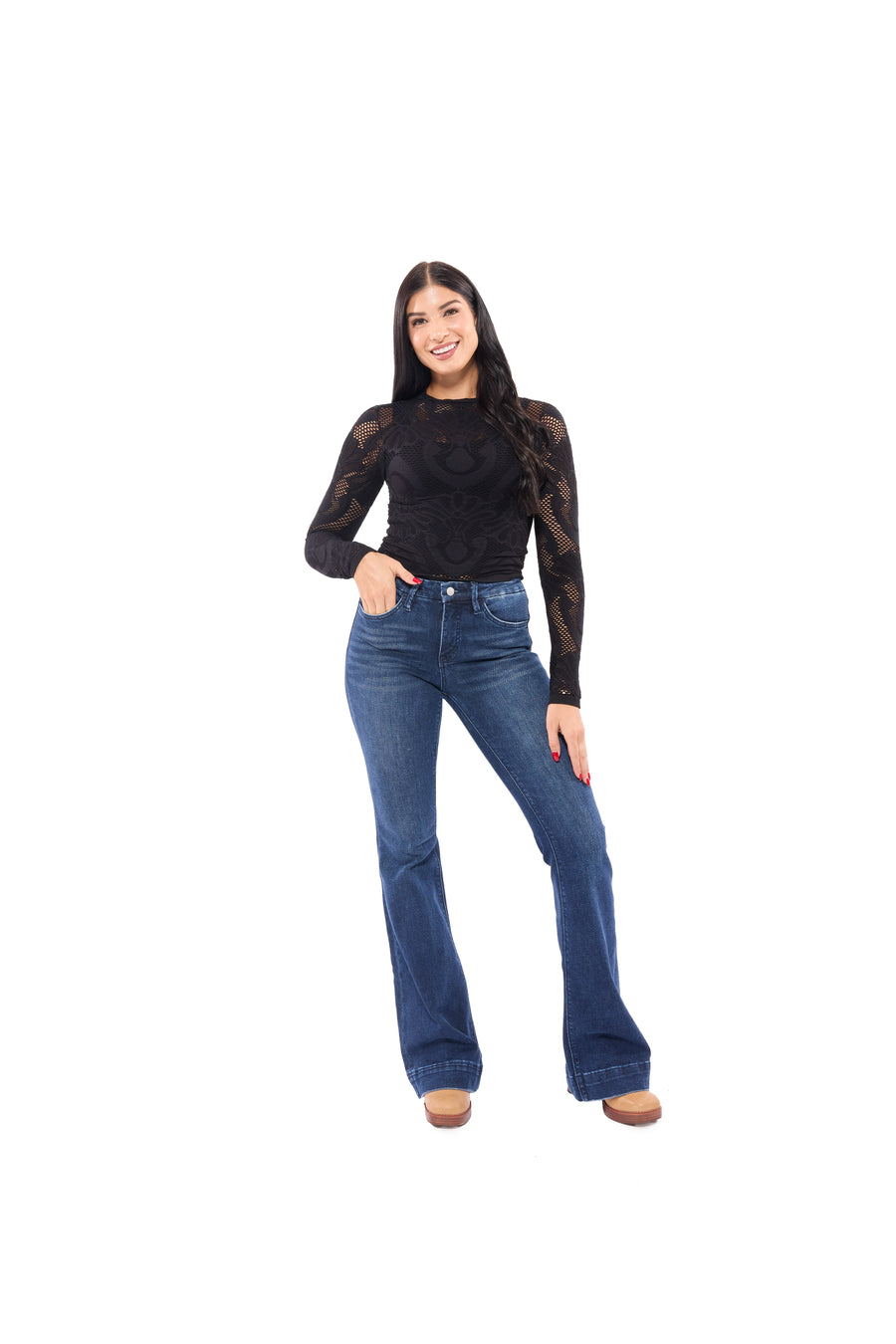 Women's Fishnet Layering Long Sleeve Top