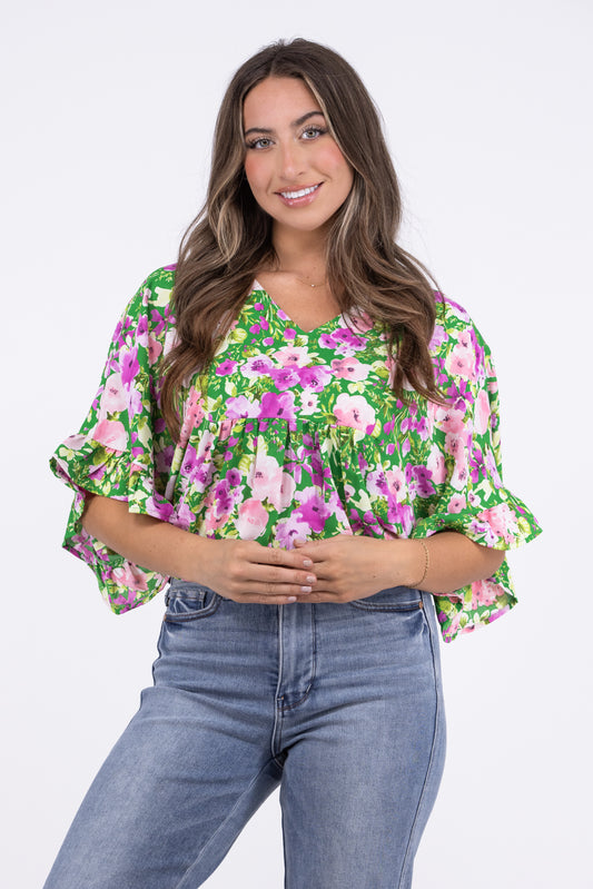 Refresh The Day Women's Flowy Ruffle Short Sleeve Top
