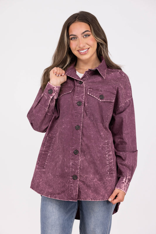 Let's Get Together Women's Collared Button Down Shacket