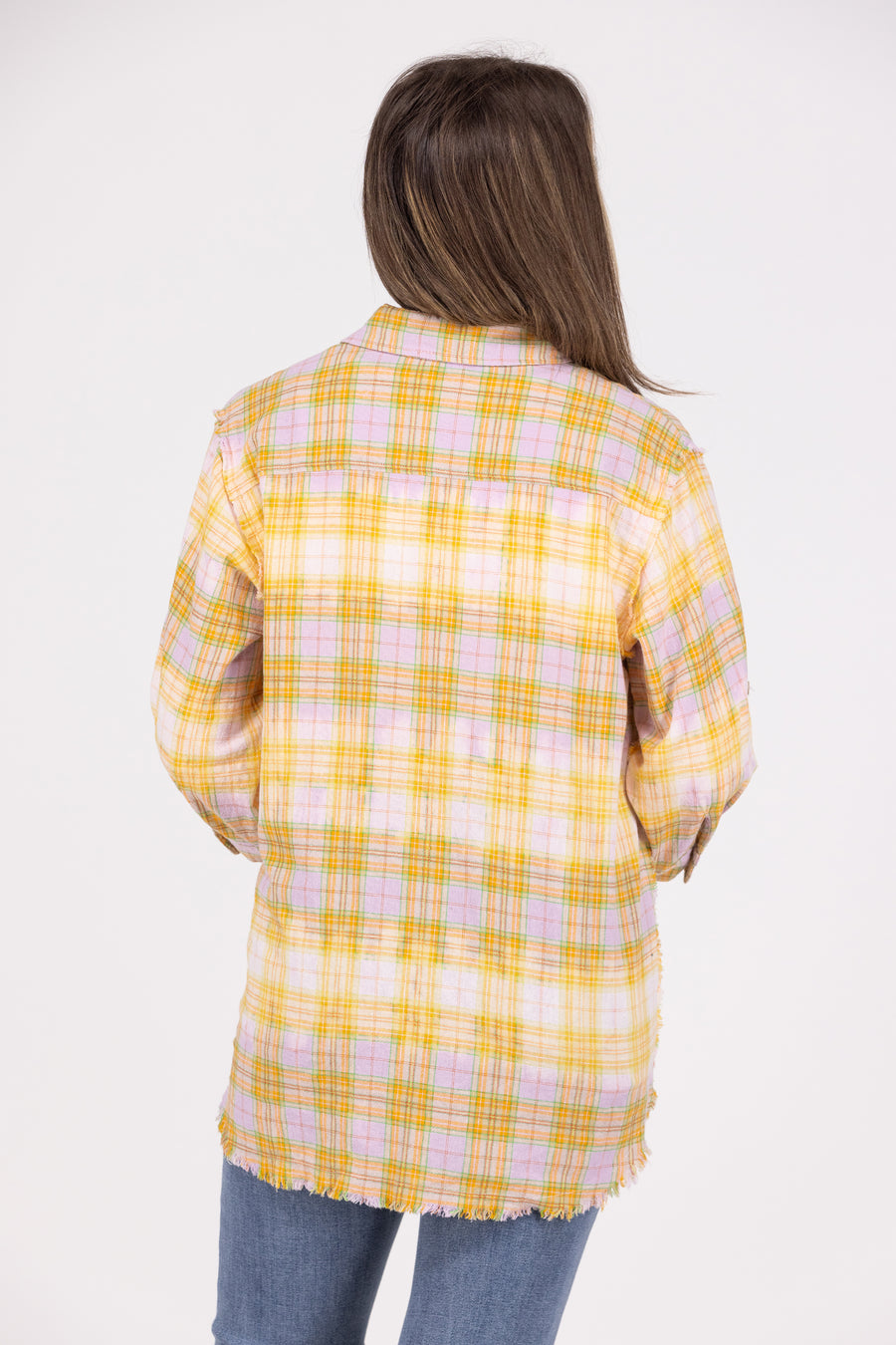 Just Like Magic Women's Plaid Acid Wash Top *Final Sale*