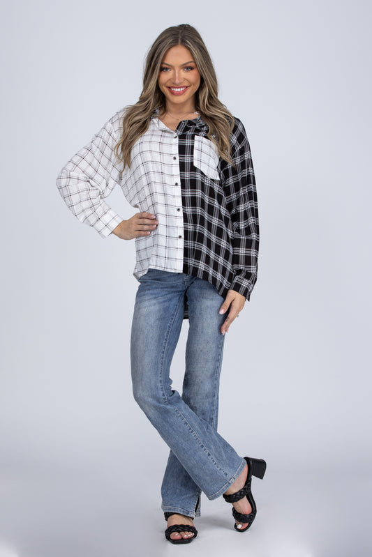 Keeps Getting Better Women's Two Tone Long Sleeve Hi Lo Top *Final Sale*