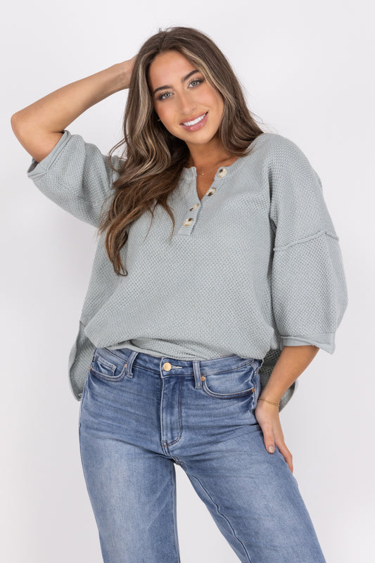 Nobody Is Around Women's Textured 1/2 Sleeve Top *Final Sale*