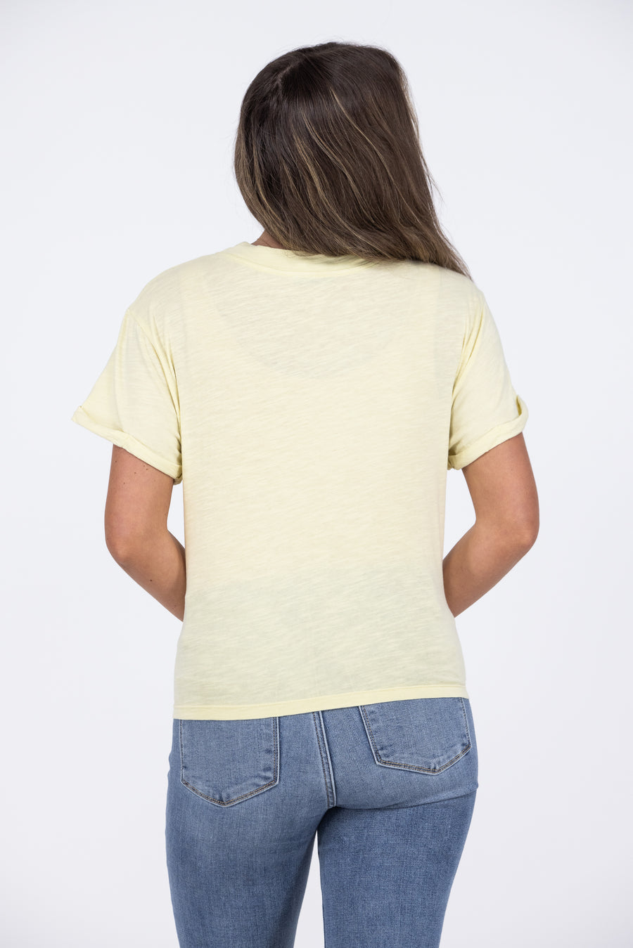 Premium Dreamy Adventure Women's V-Neckline Cuffed Short Sleeve Top