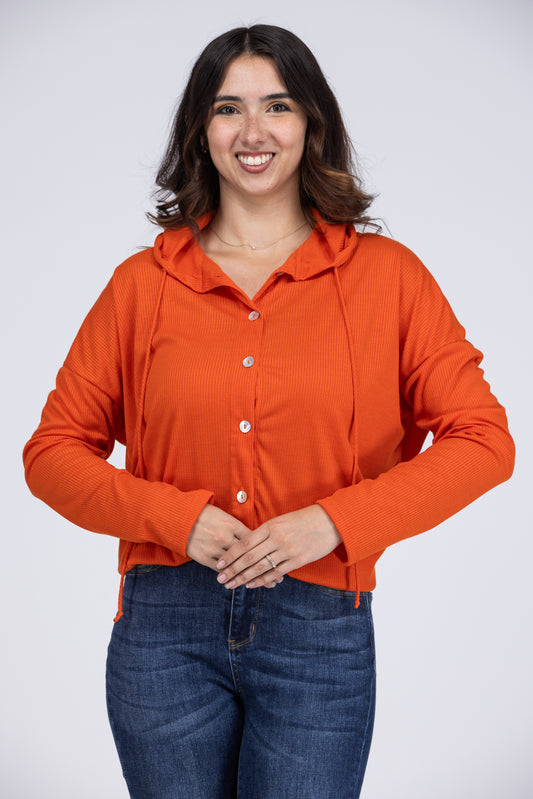 Vibrant Sunshine Smiles Women's Hi-Lo Hooded Long Sleeve Top