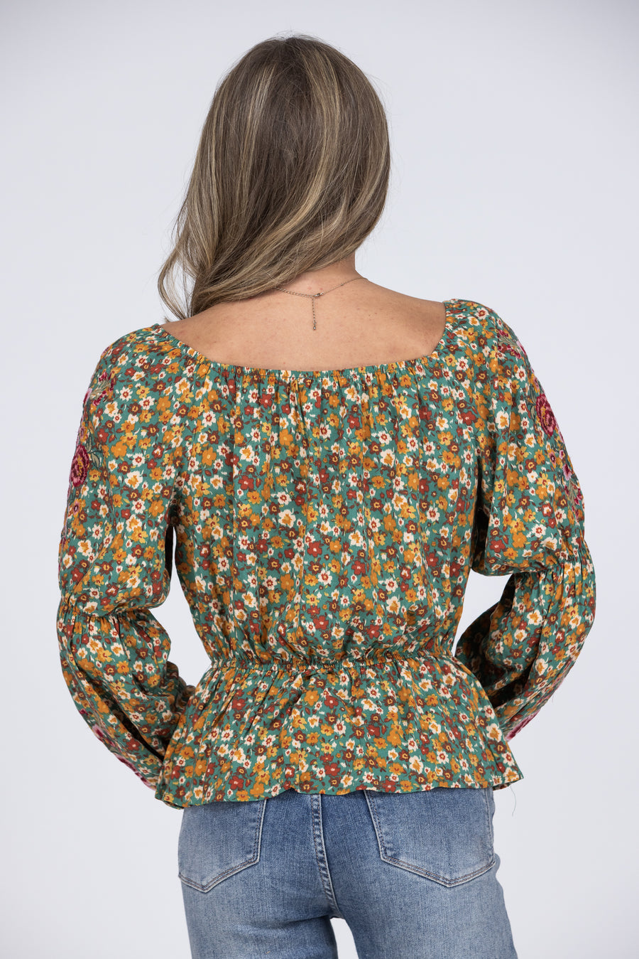 Take Me By The Hand Women's Embroidered Peplum Long Sleeve Top * Final Sale*