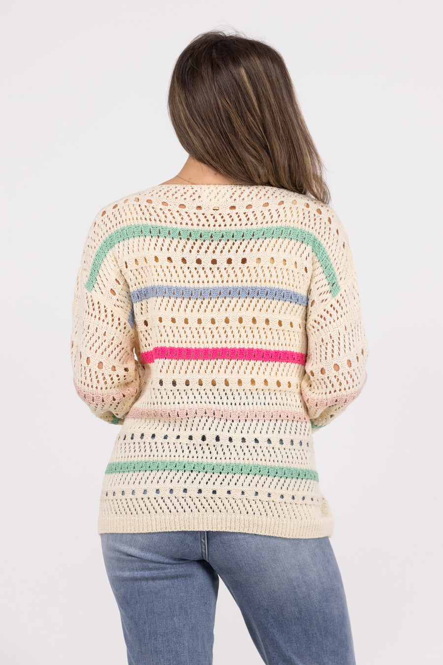 Rainbow Sherbert Women's Chunky Knit Rounded Neck Sweater