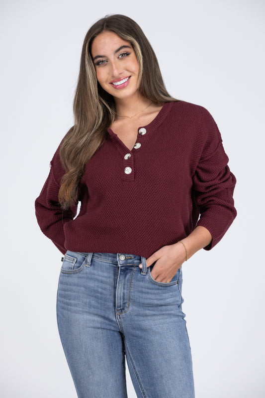 Instant Winner Women's Partial Front Button Sweater *Final Sale*
