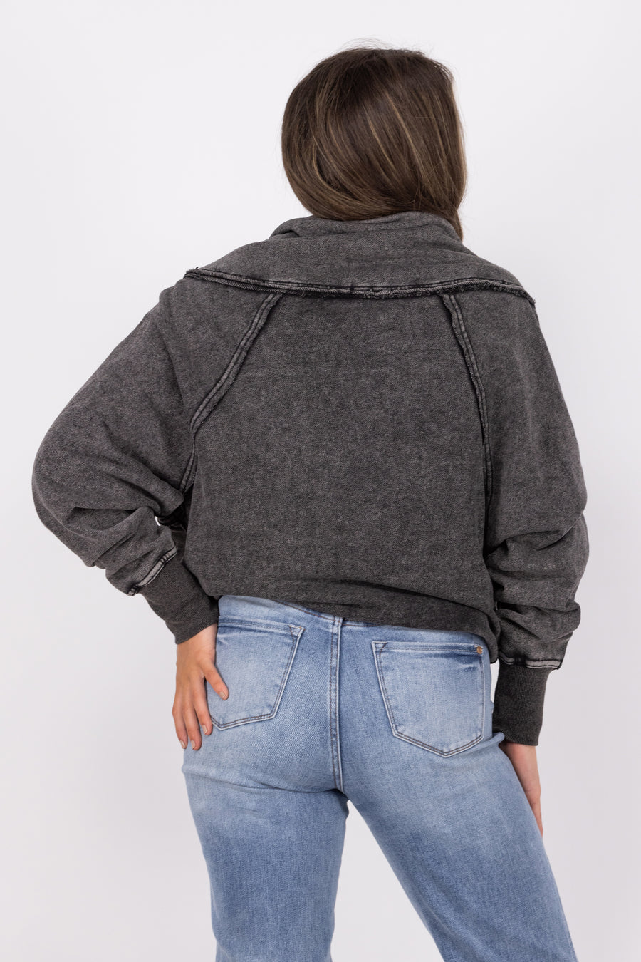 Weekend Outing Women's Ribbed Wrap Front Long Sleeve Top * Final Sale*