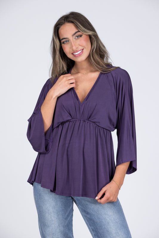 Storied Moments Women's Peplum 3/4 Sleeve Top