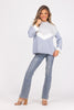 Style Game Women's Relaxed Color Block Mock Neckline Sweater