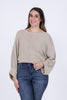 Simple Perfections Women's Round Neckline Cuffed Sleeve Sweater