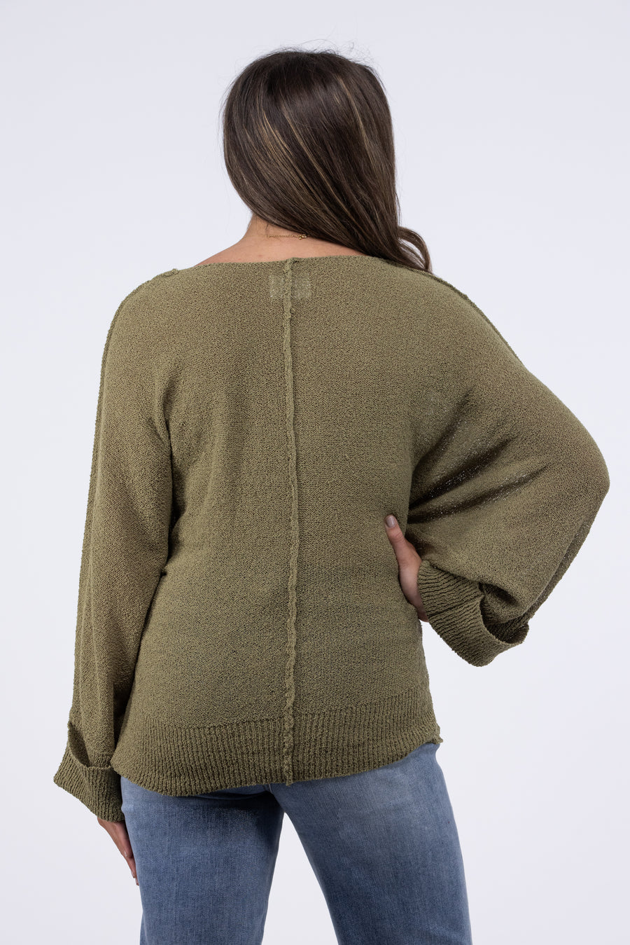 Simple Perfections Women's Round Neckline Cuffed Sleeve Sweater