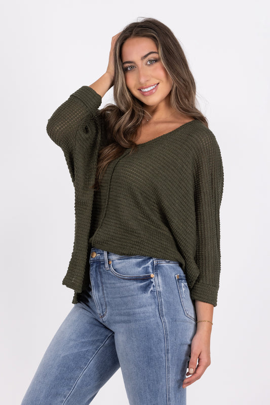 Take Flight Women's Waffle Knit Long Sleeve Top