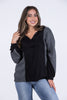 Warm Comfort Women's Oversized Two-Tone Knit Hoodie