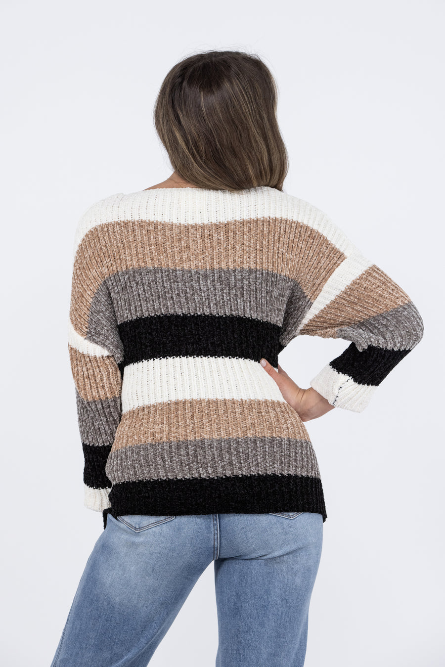 Let's Cuddle Women's Striped Knit Pullover Sweater