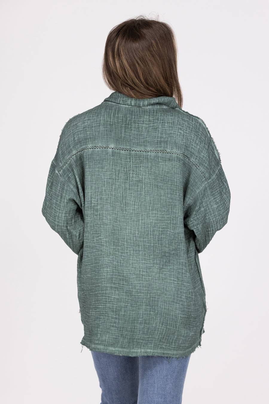 We're All Connected Women's Lace Button Up Long Sleeve Top * Final Sale*