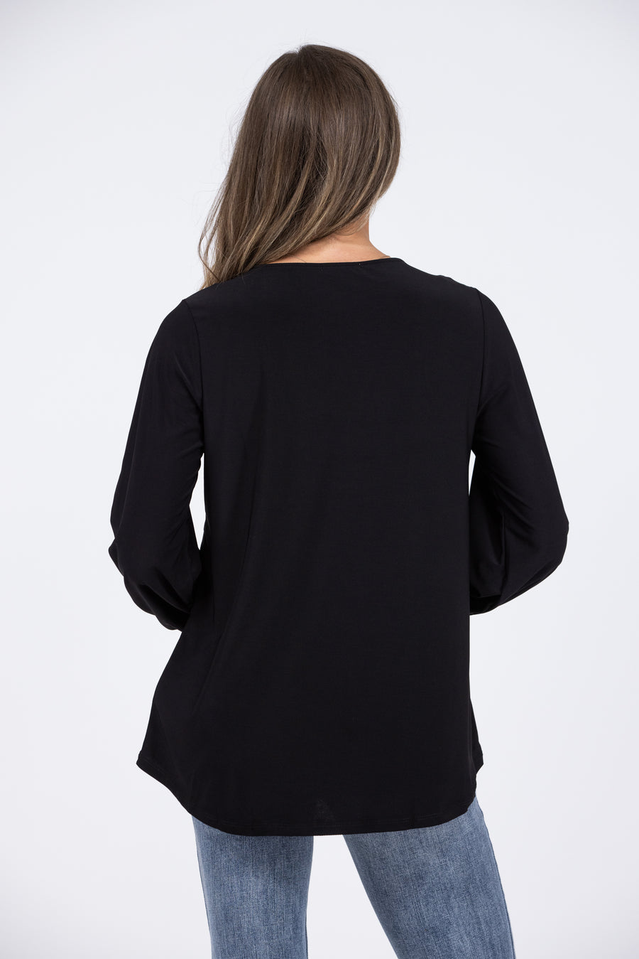 Want Your Love Women's Pleated Long Balloon Sleeve Top