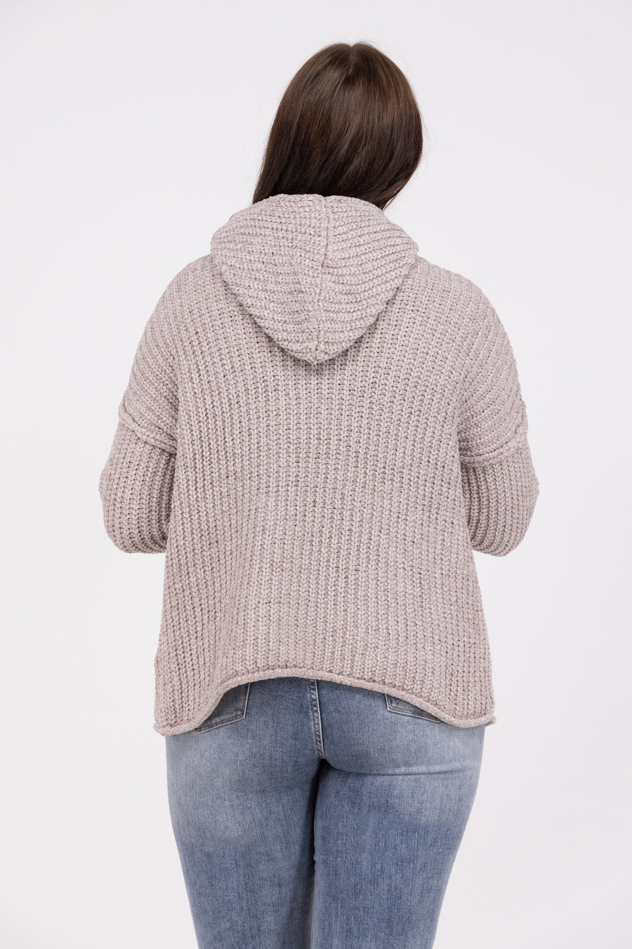 Stealing Hearts Women's Knit V-Neck Hooded Sweater