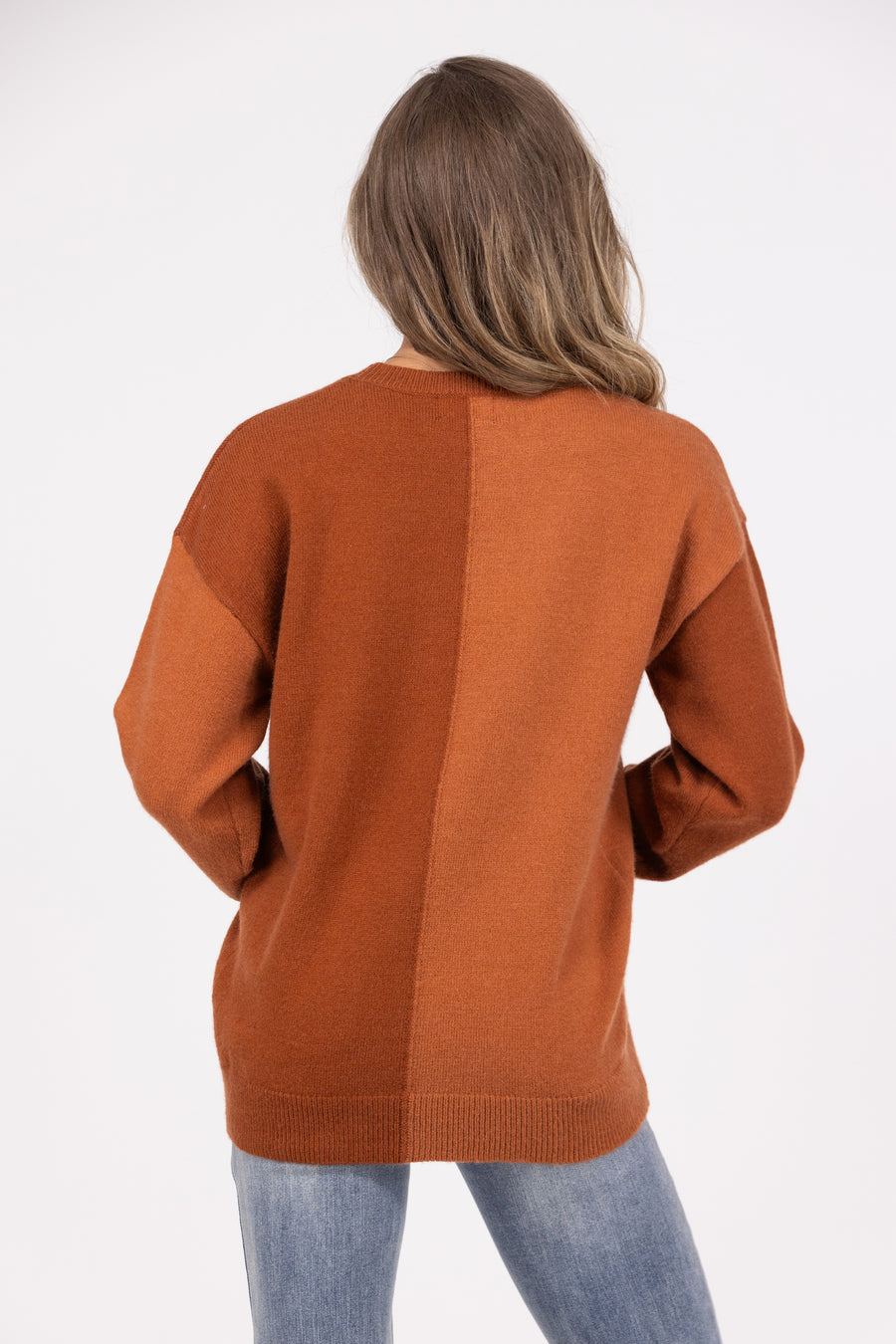 The More the Merrier Women's Two Tone Rounded Neckline Sweater