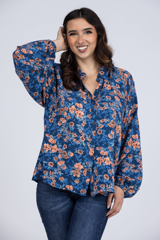 Losing Me Women's Button Up Long Sleeve Top *Final Sale*