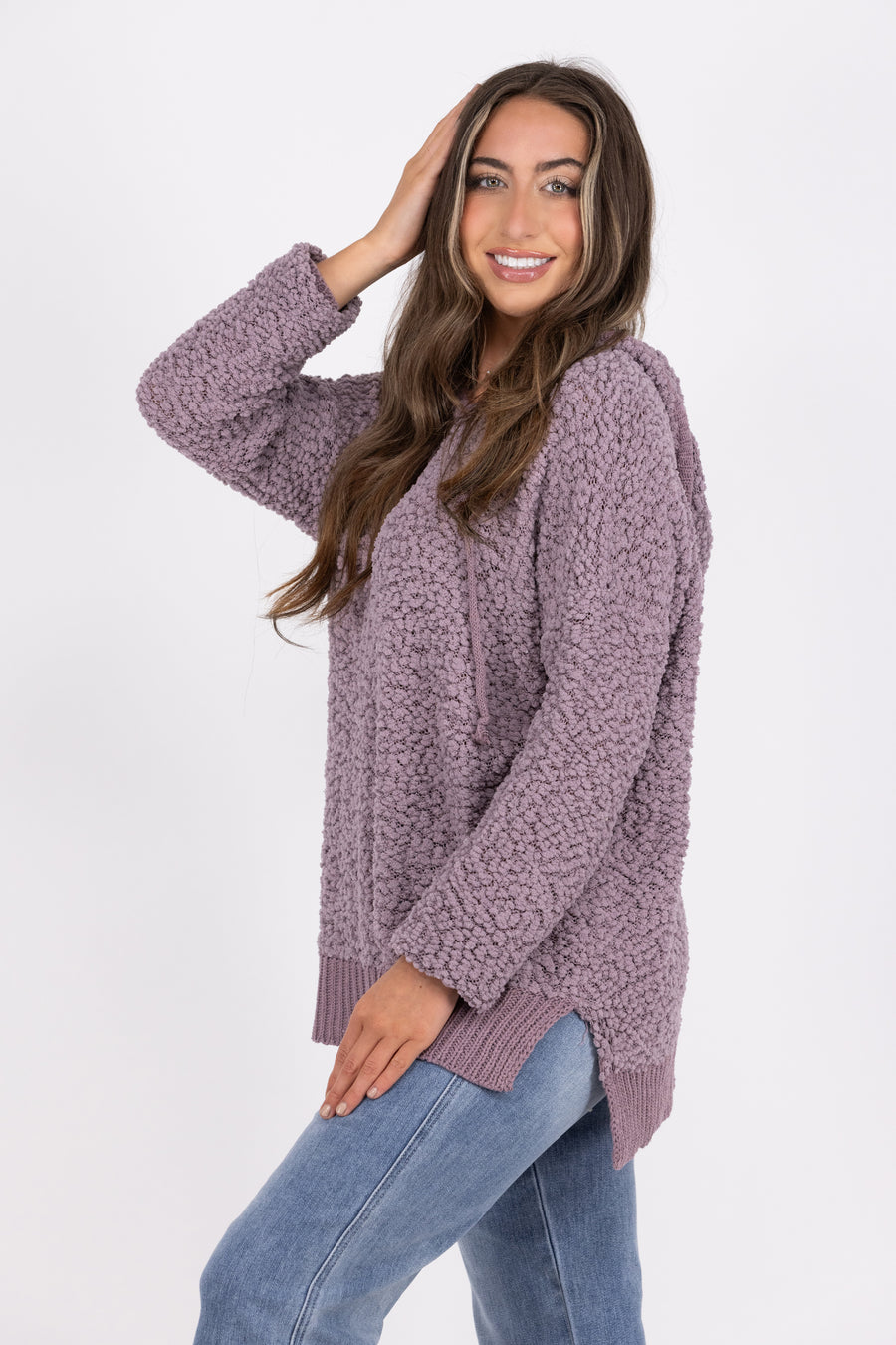 Women's V-Neck Hooded Sweater