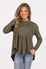 Leading Lady Women's Ribbed Babydoll Hi Lo Long Sleeve Top * Final Sale*