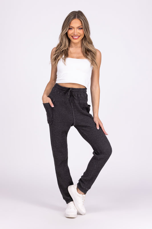 Time Of Your Life Women's Waffle Knit Drawstring Joggers