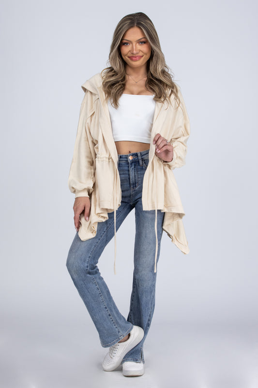 Magic In The Air Women's Asymmetrical Tie Waist Hooded Cardigan * Final Sale*