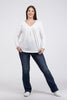 Never Back Down Women's Pleated V-Neck Long Sleeve Top *Final Sale*