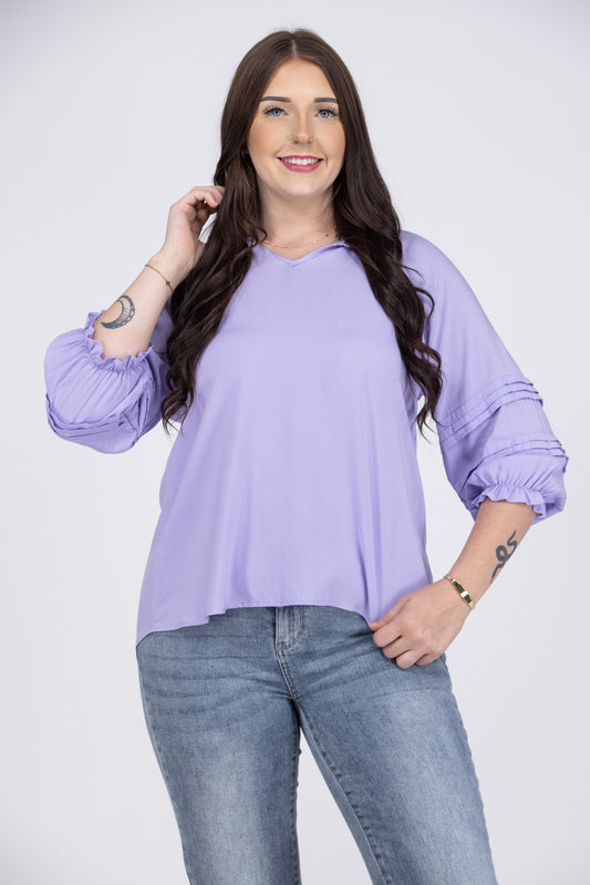 Ruffles My Pleats Women's Long Puff Sleeve Top *Final Sale*