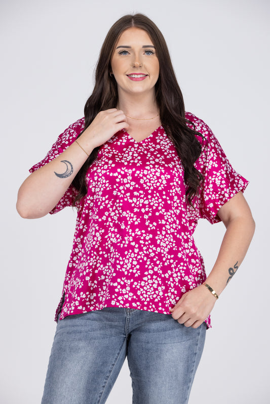Silhouette Flowers Women's V-Neckline Top