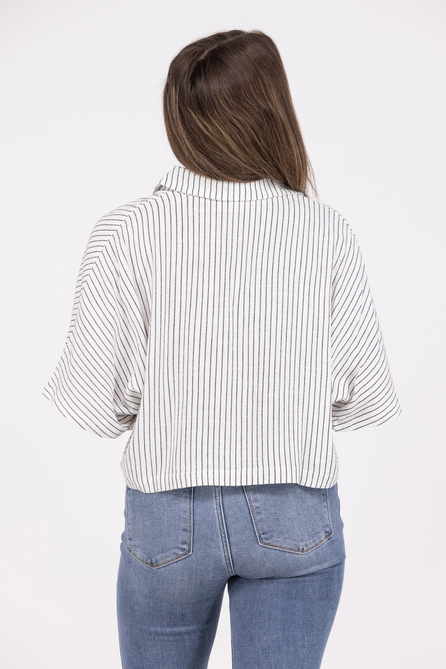 Silent Film Women's Striped Short Sleeve Crop Top *Final Sale*