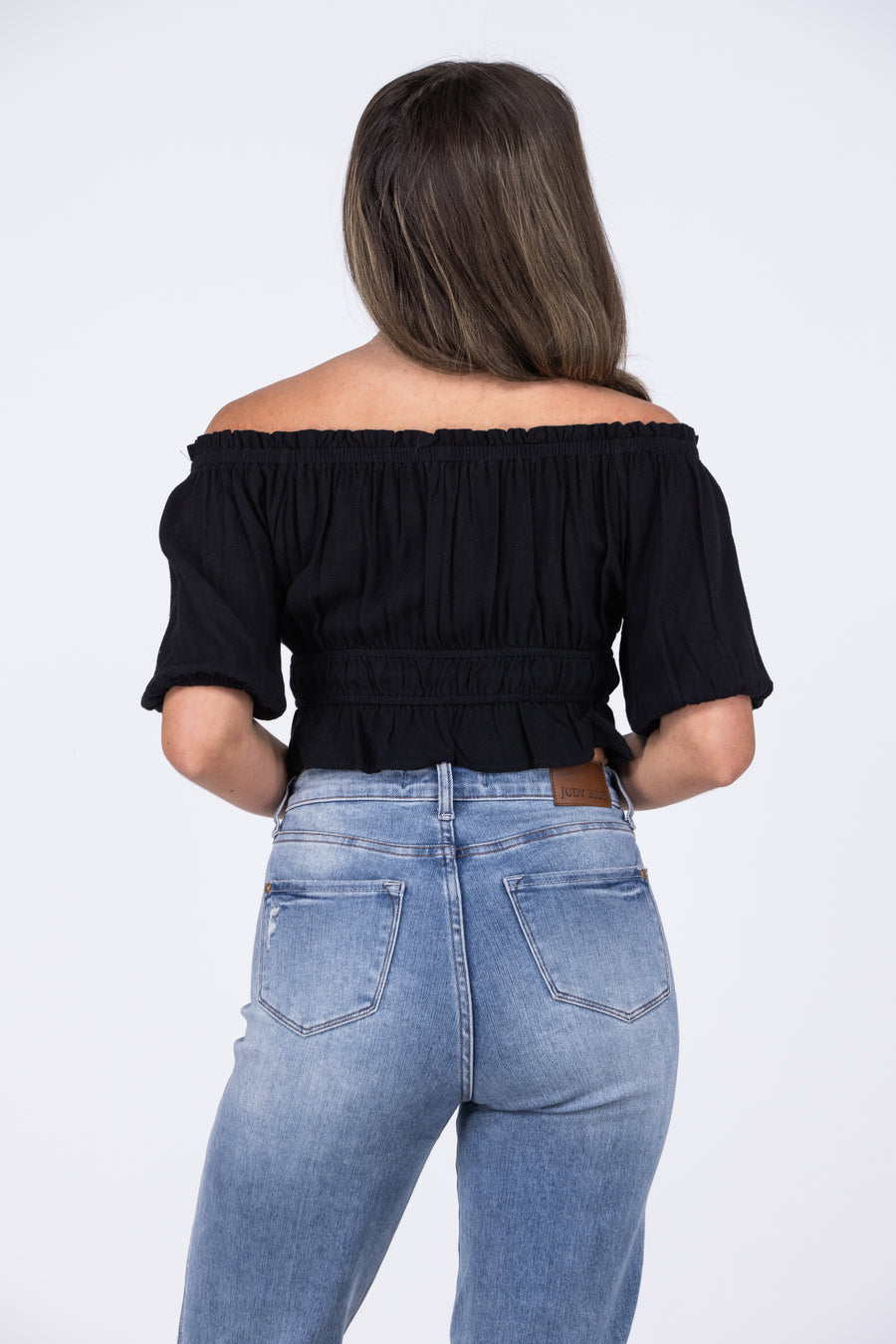 Island Girl Women's Tie Front Off The Shoulder Crop Top *Final Sale*