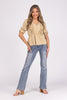 Lined With Ruffles Women's Textured Button Front 1/2 Sleeve Top *Final Sale*